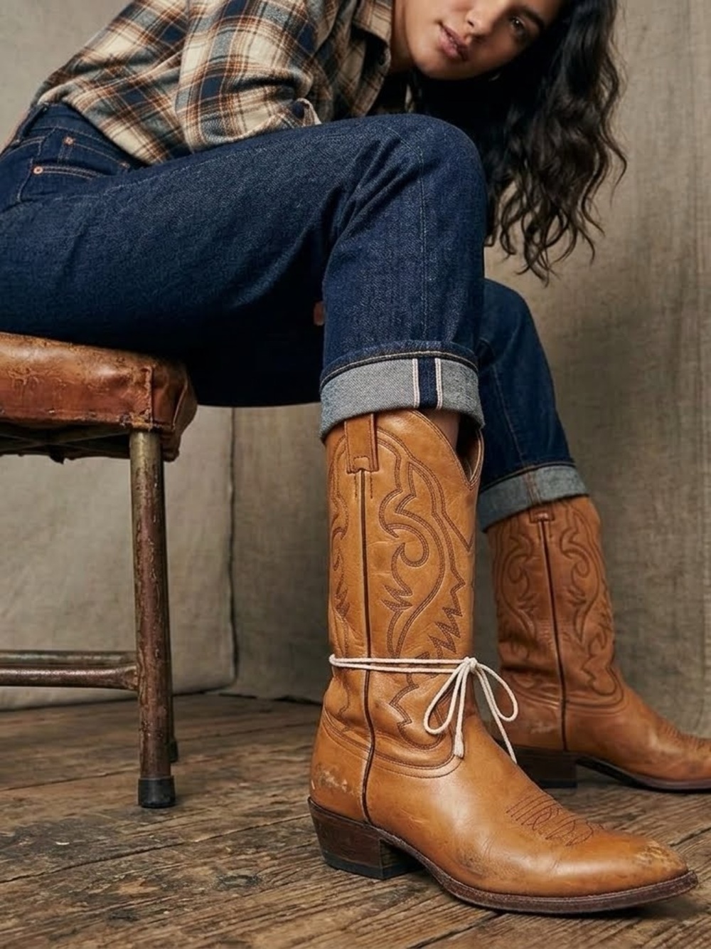 Boulet Classic Tan Leather Cowboy Boots - Picture 1 of 10